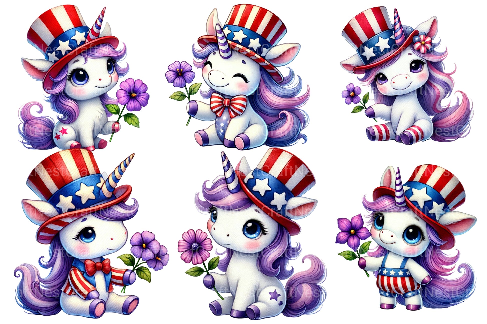 4th Of July Unicorn Clipart Bundle 2 - CraftNest - Digital Crafting and Art
