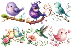 Colorful Birds On Branch Clipart Bundle - CraftNest - Digital Crafting and Art