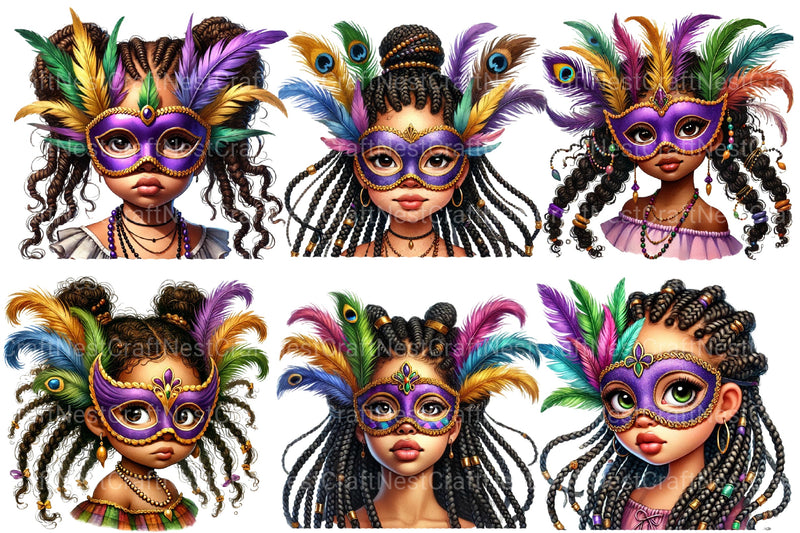 Mardi Gras African Girl Clipart Bundle - CraftNest - Digital Crafting and Art