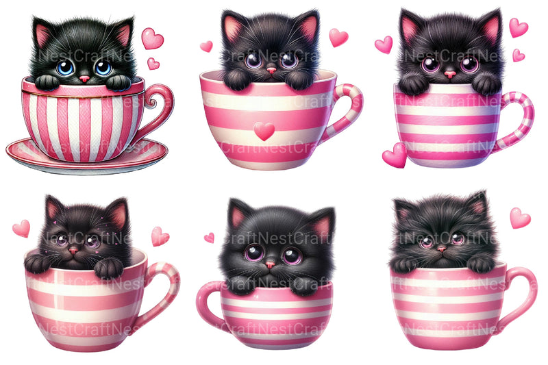 Valentine's Black Cat Clipart Bundle 1 - CraftNest - Digital Crafting and Art