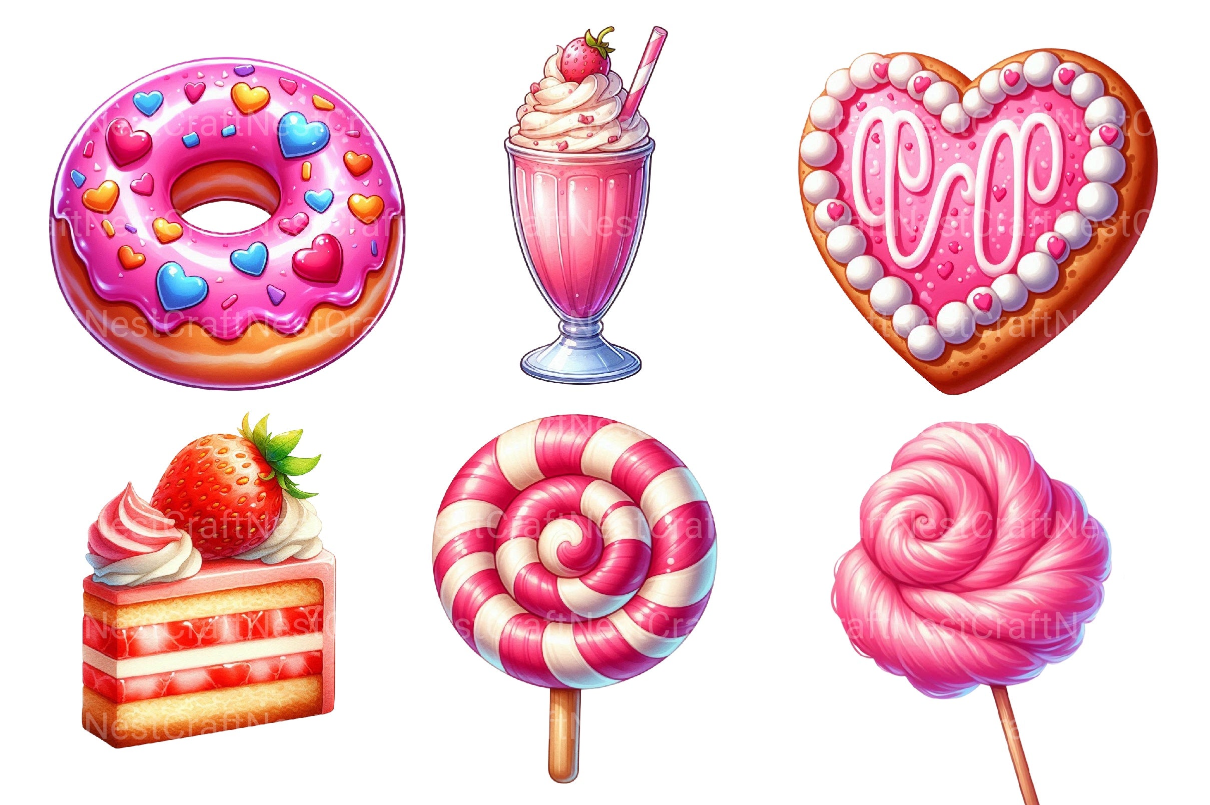 Pink Sweets Clipart Bundle - CraftNest - Digital Crafting and Art