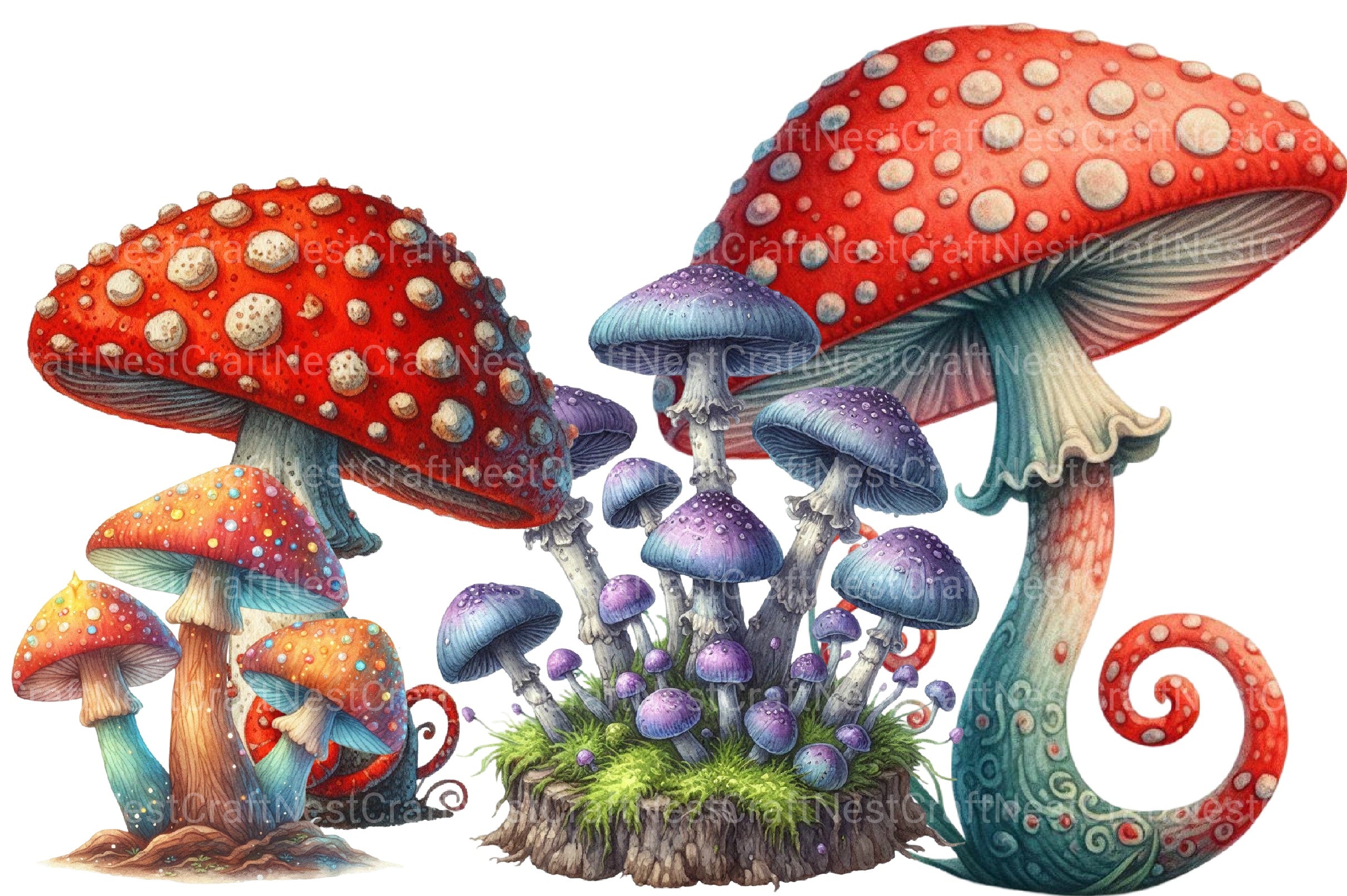 Vintage Magic Mushrooms Clipart Bundle - CraftNest - Digital Crafting and Art