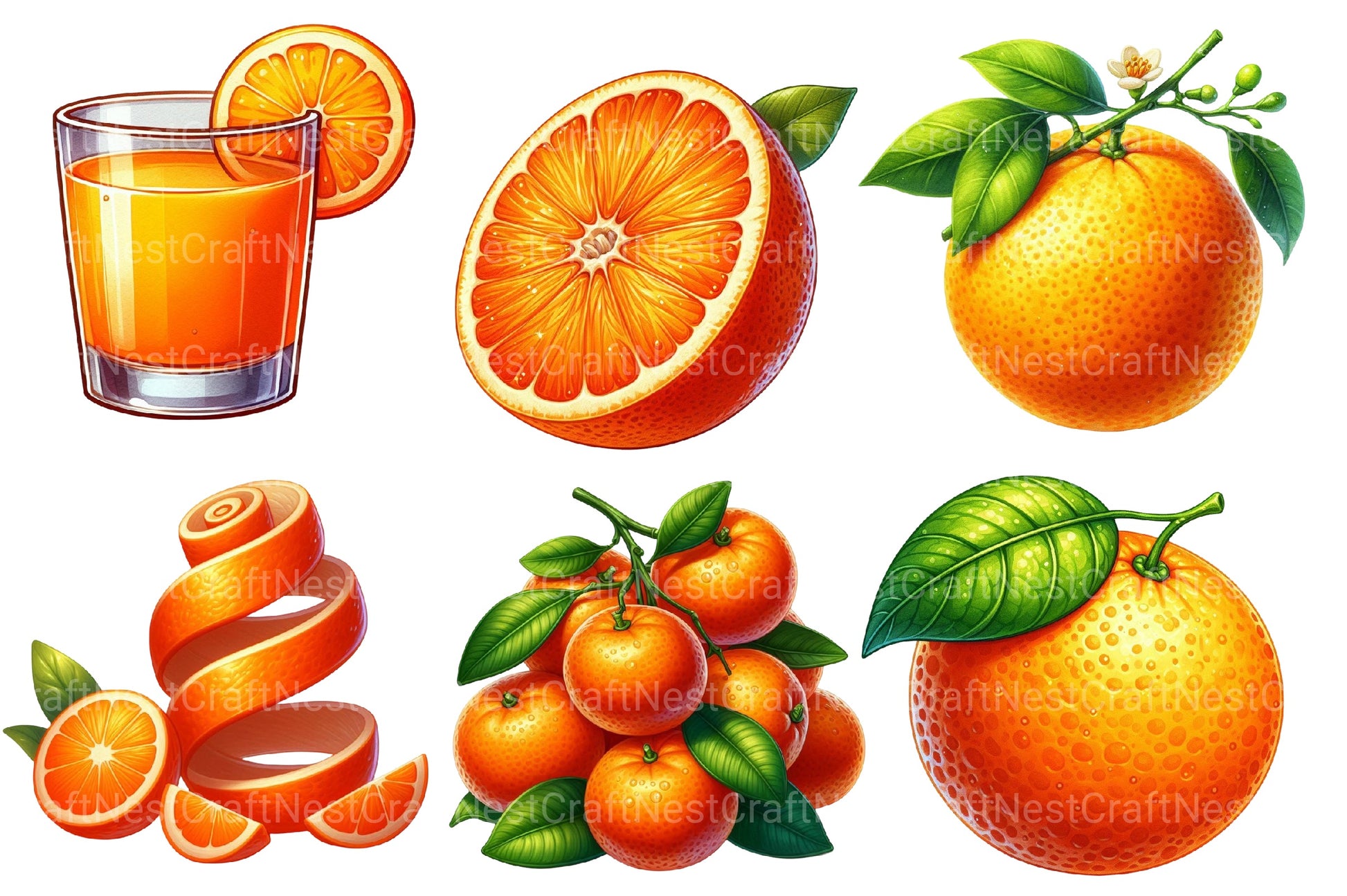 Orange Fruit Clipart Bundle - CraftNest - Digital Crafting and Art