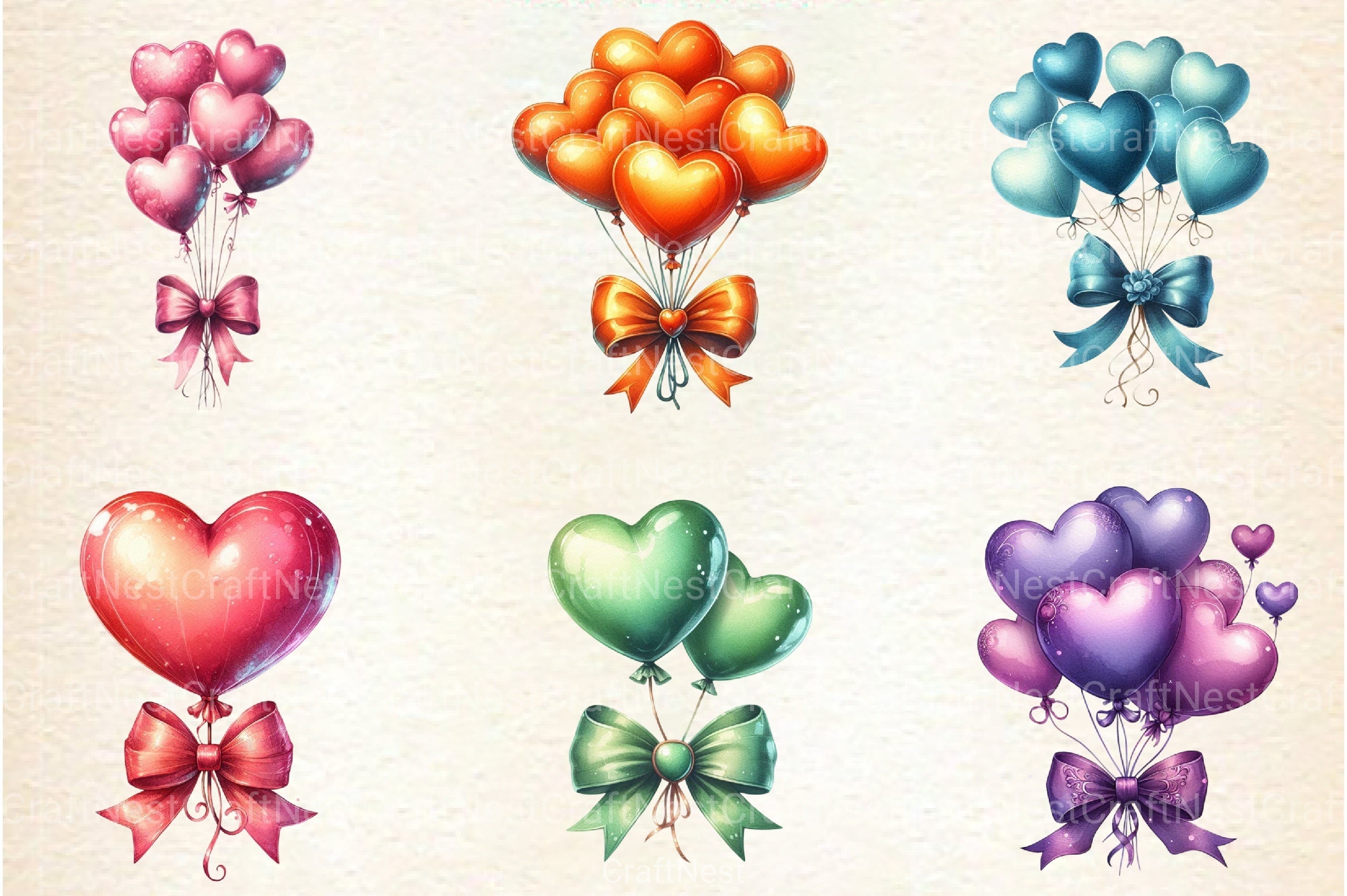 Valentine's Day Balloons Clipart Bundle - CraftNest - Digital Crafting and Art