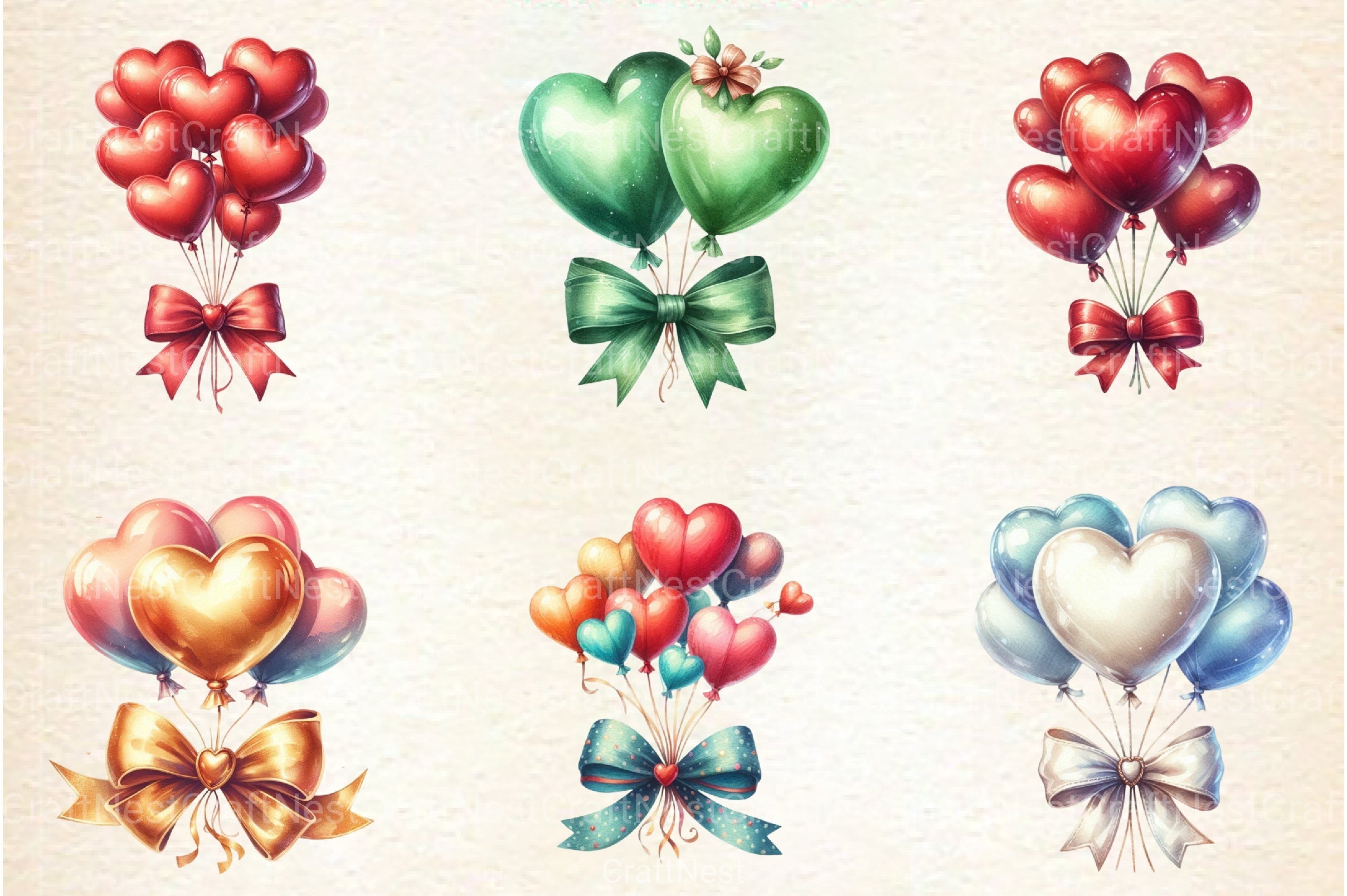 Valentine's Day Balloons Clipart Bundle - CraftNest - Digital Crafting and Art