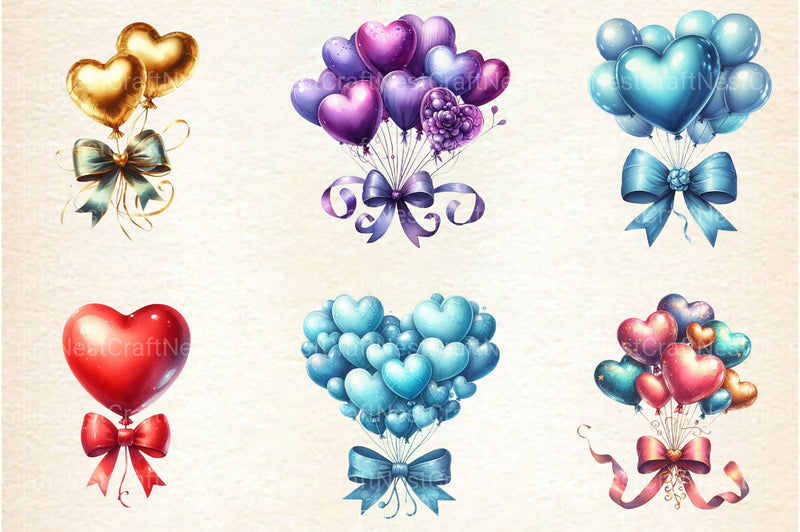 Valentine's Day Balloons Clipart Bundle - CraftNest - Digital Crafting and Art