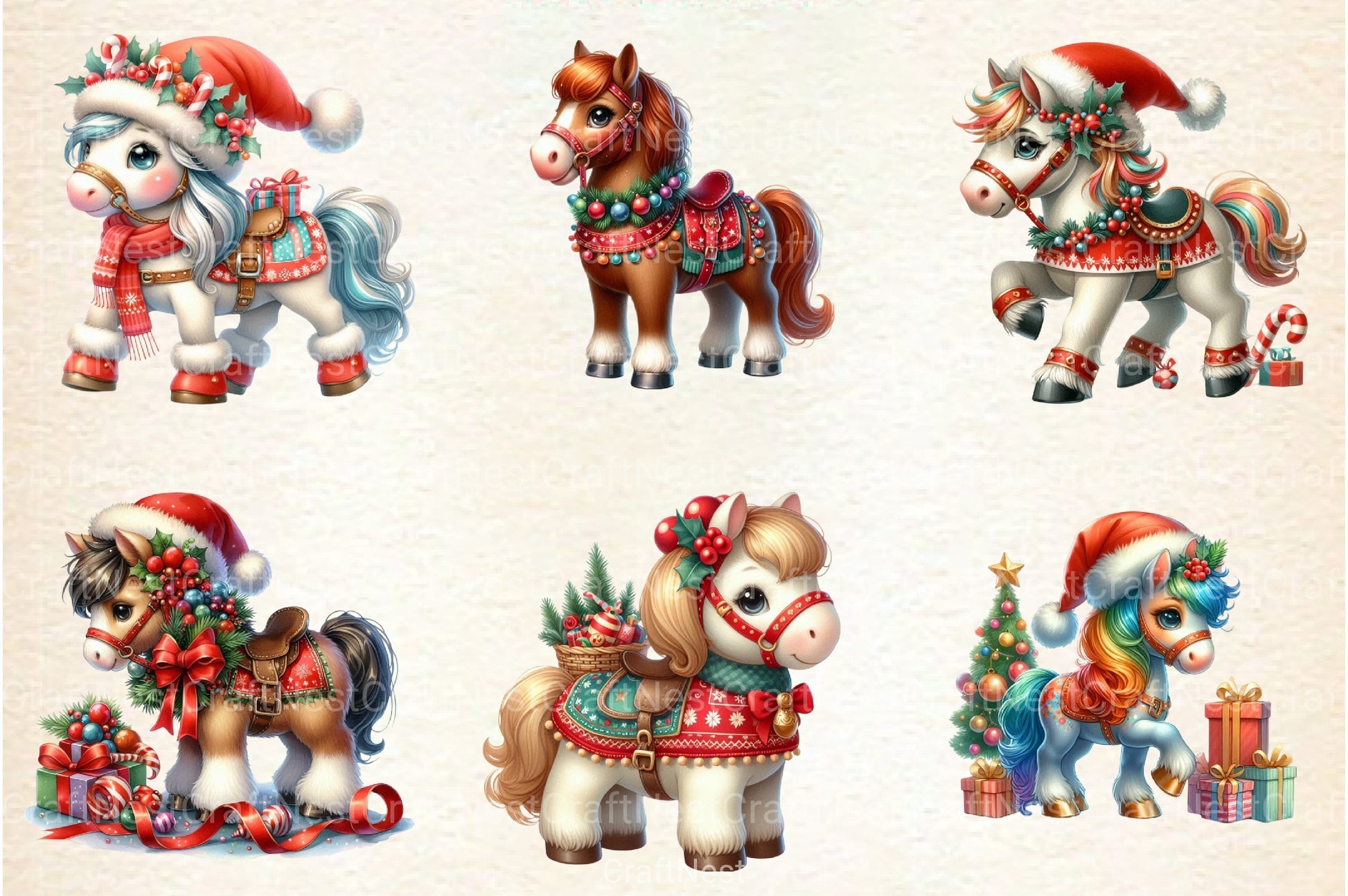 Christmas Horse Clipart Bundle 2 - CraftNest - Digital Crafting and Art