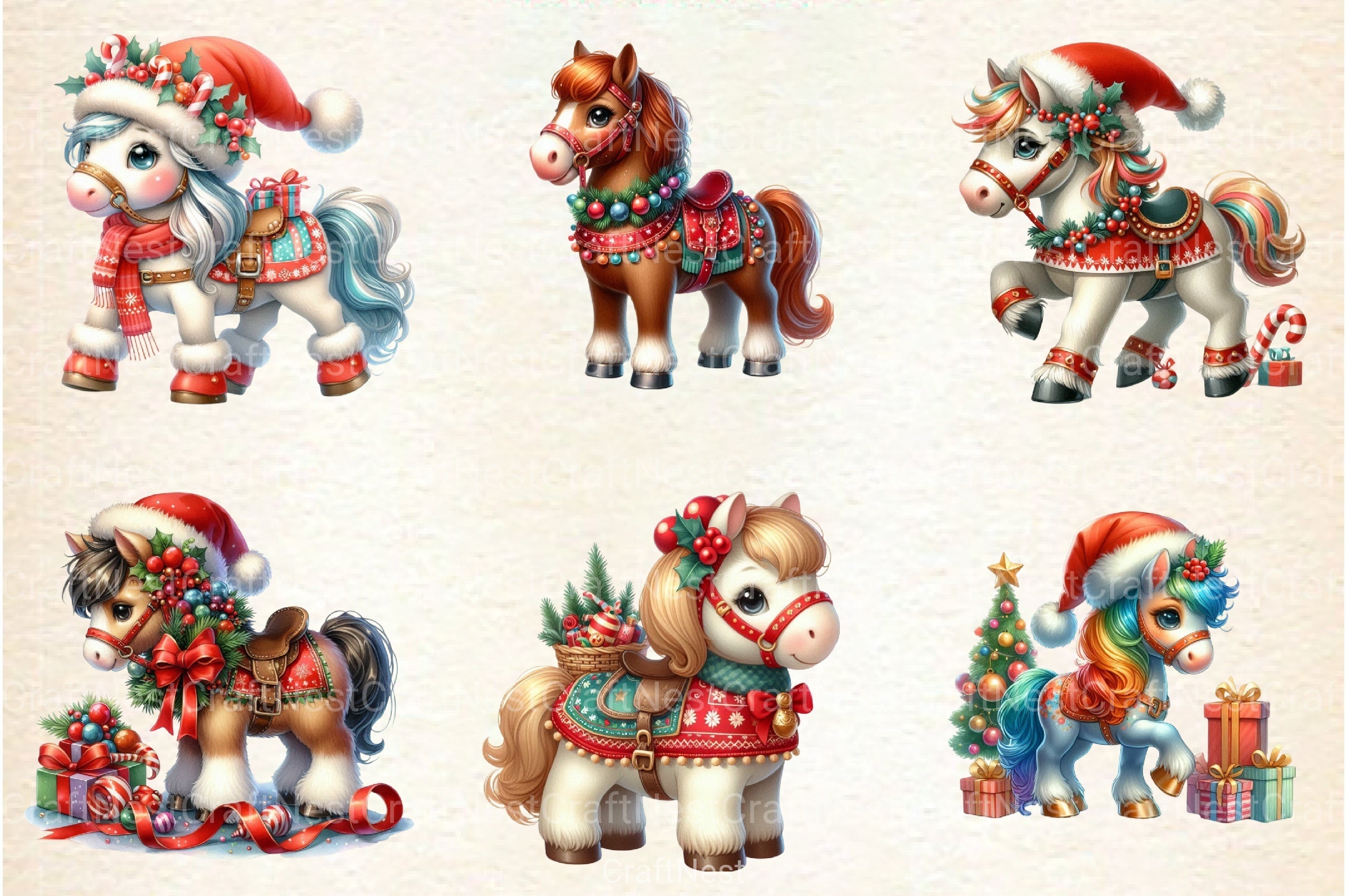 Christmas Horse Clipart Bundle 2 - CraftNest - Digital Crafting and Art
