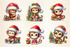 Christmas Monkey Clipart Bundle