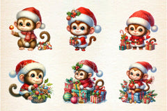 Christmas Monkey Clipart Bundle - CraftNest - Digital Crafting and Art
