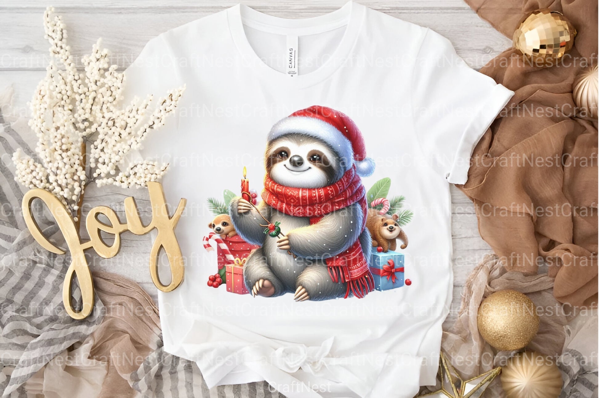 Christmas Cute Sloth Clipart Bundle - CraftNest - Digital Crafting and Art