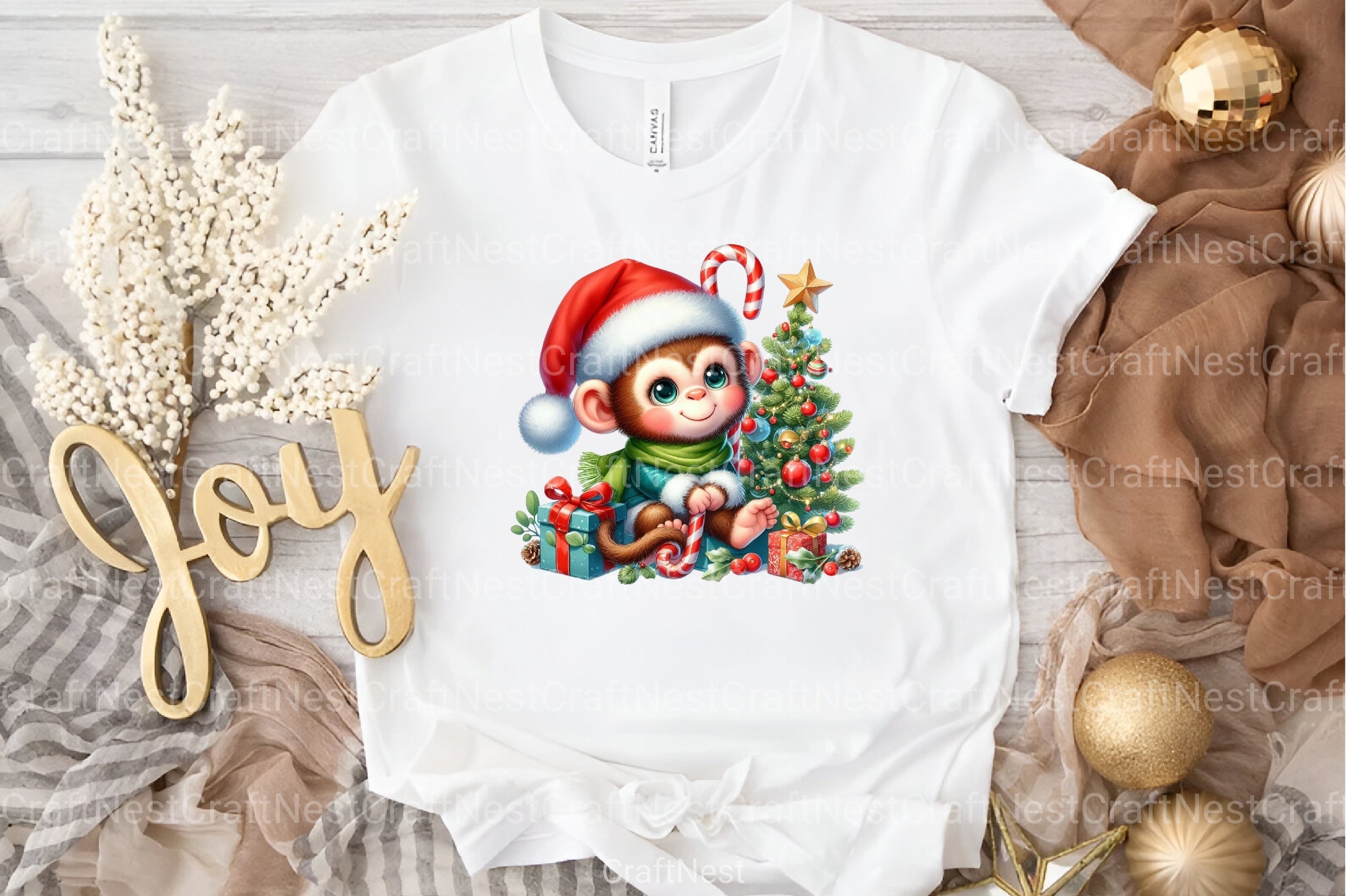 Christmas Monkey Clipart Bundle - CraftNest - Digital Crafting and Art