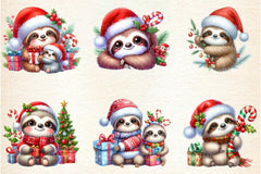 Christmas Cute Sloth Clipart Bundle - CraftNest - Digital Crafting and Art