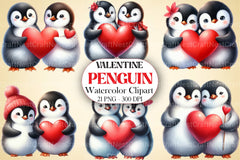 Valentine Penguin Clipart Bundle 99 - CraftNest - Digital Crafting and Art