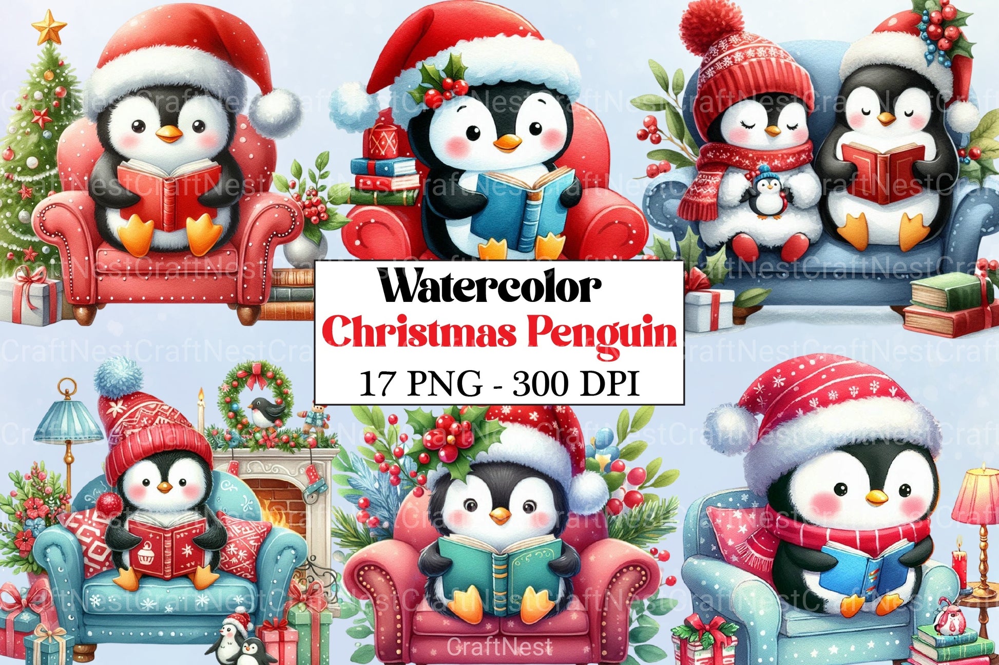 Christmas Penguin Clipart Bundle - CraftNest - Digital Crafting and Art