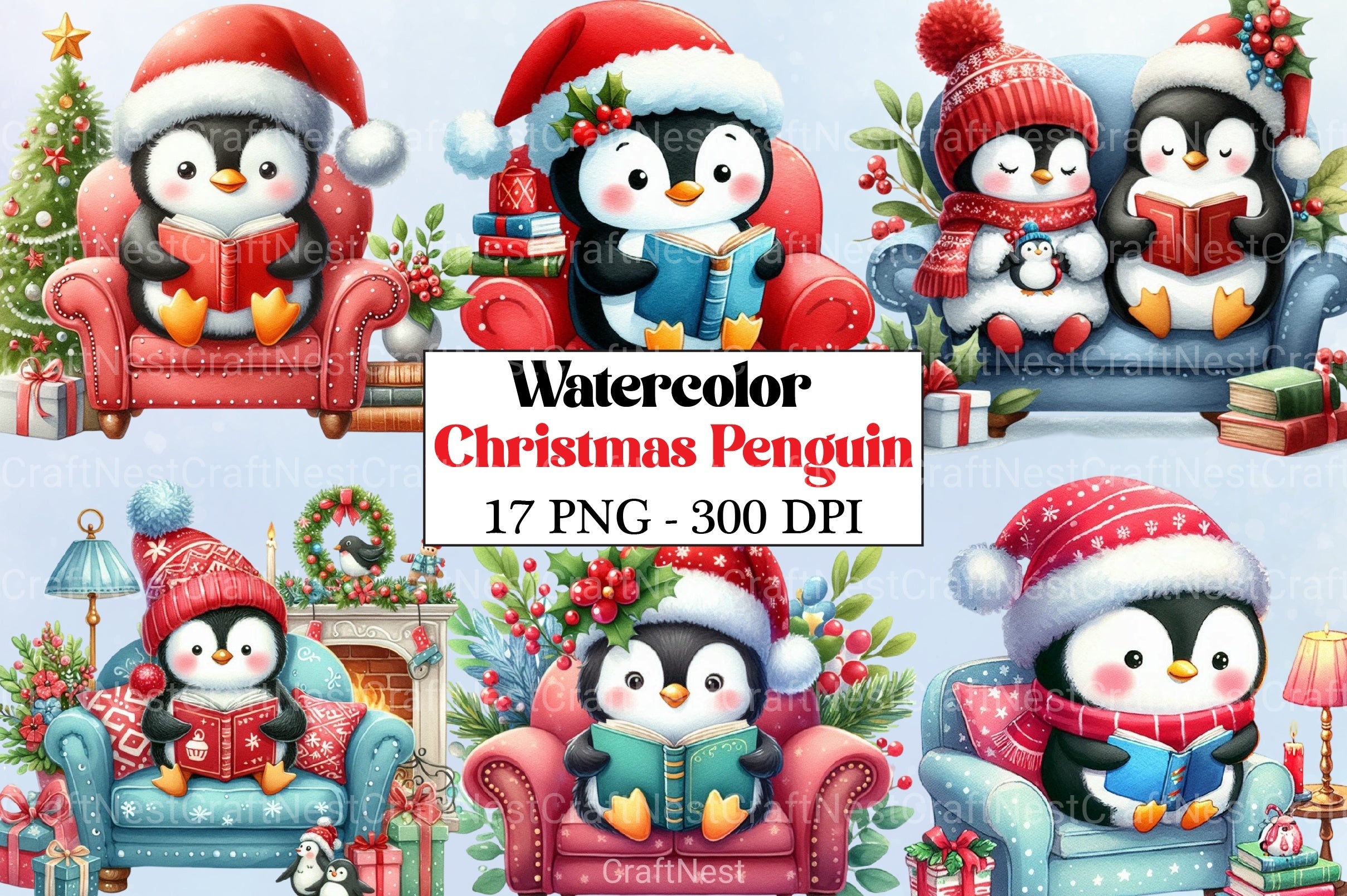 Christmas Penguin Clipart Bundle - CraftNest - Digital Crafting and Art