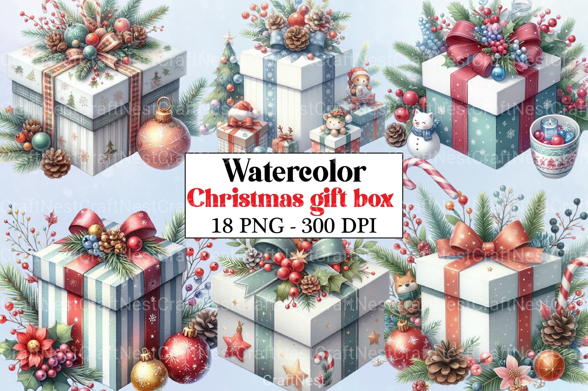 Christmas Gift Box Clipart Bundle 99 - CraftNest - Digital Crafting and Art