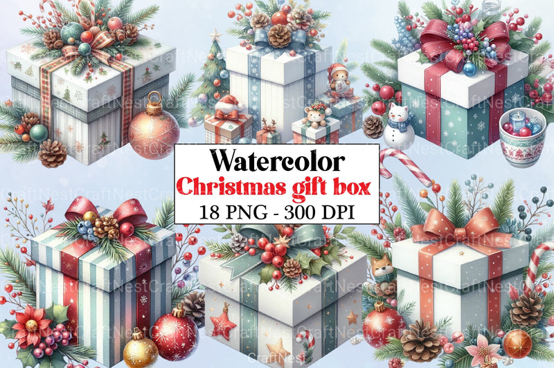 Christmas Gift Box Clipart Bundle 99 - CraftNest - Digital Crafting and Art