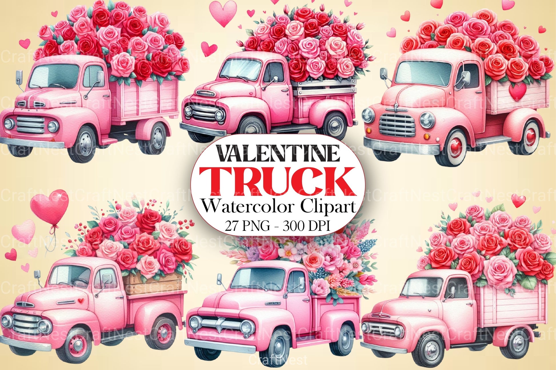Valentine Truck Clipart Bundle 7 - CraftNest - Digital Crafting and Art