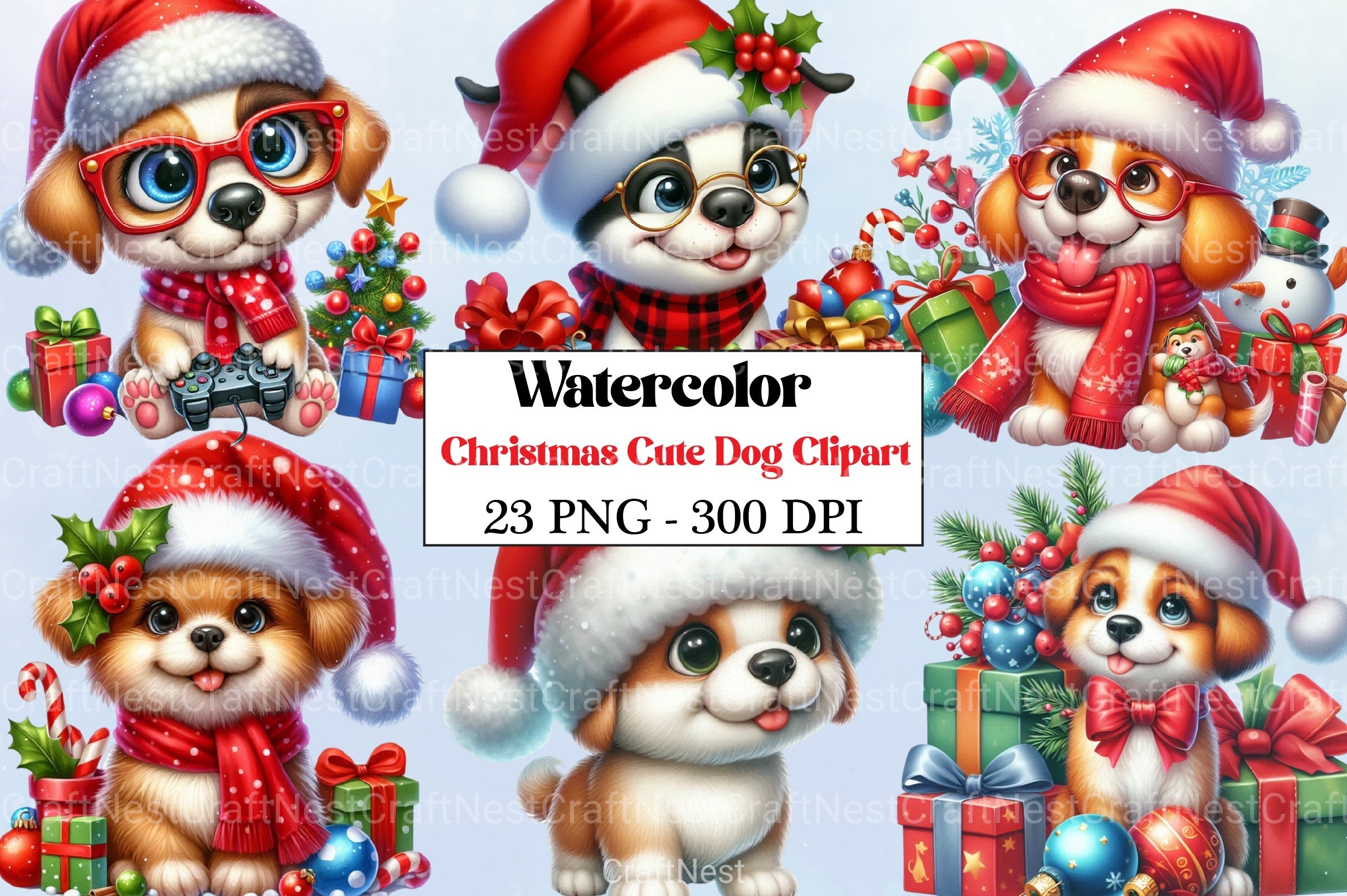 Christmas Cute Dog Clipart Bundle 4 - CraftNest - Digital Crafting and Art