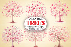 Valentine Trees Clipart Bundle - CraftNest - Digital Crafting and Art