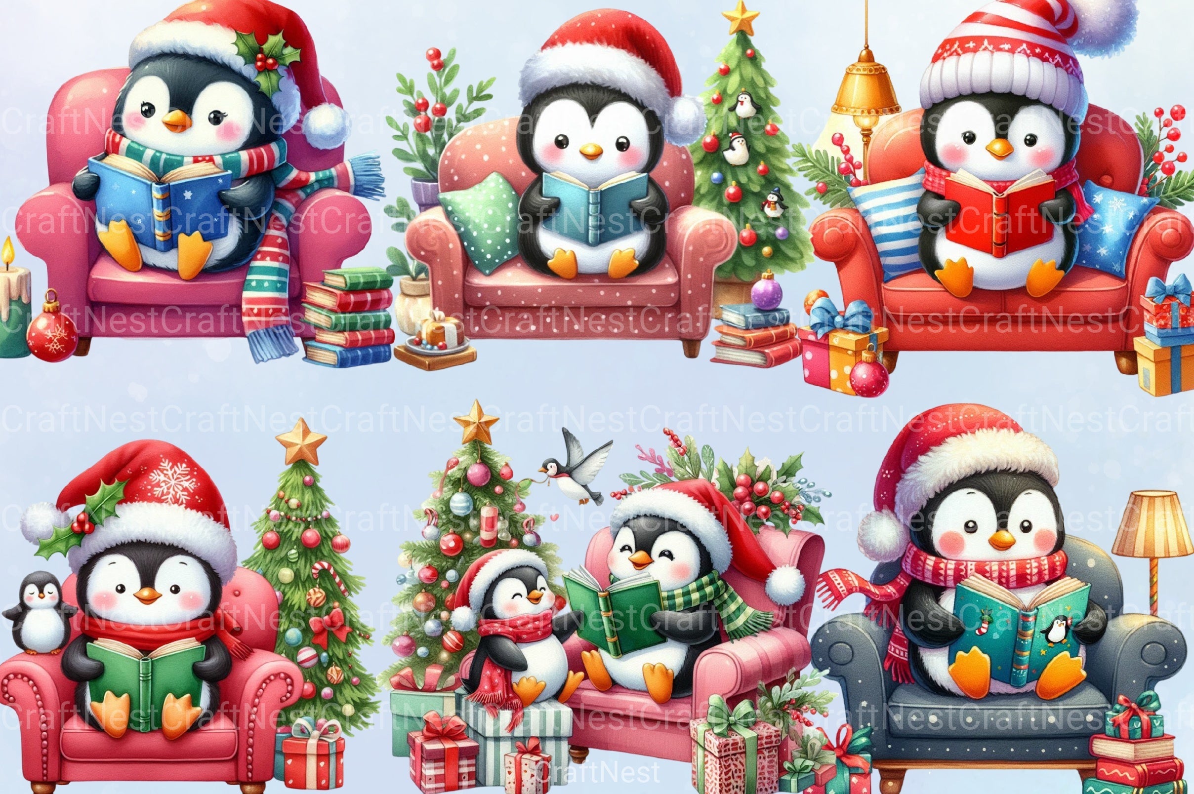 Christmas Penguin Clipart Bundle - CraftNest - Digital Crafting and Art