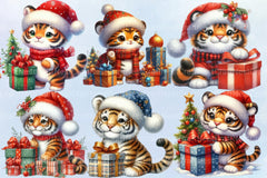Christmas Tiger Clipart Bundle - CraftNest - Digital Crafting and Art