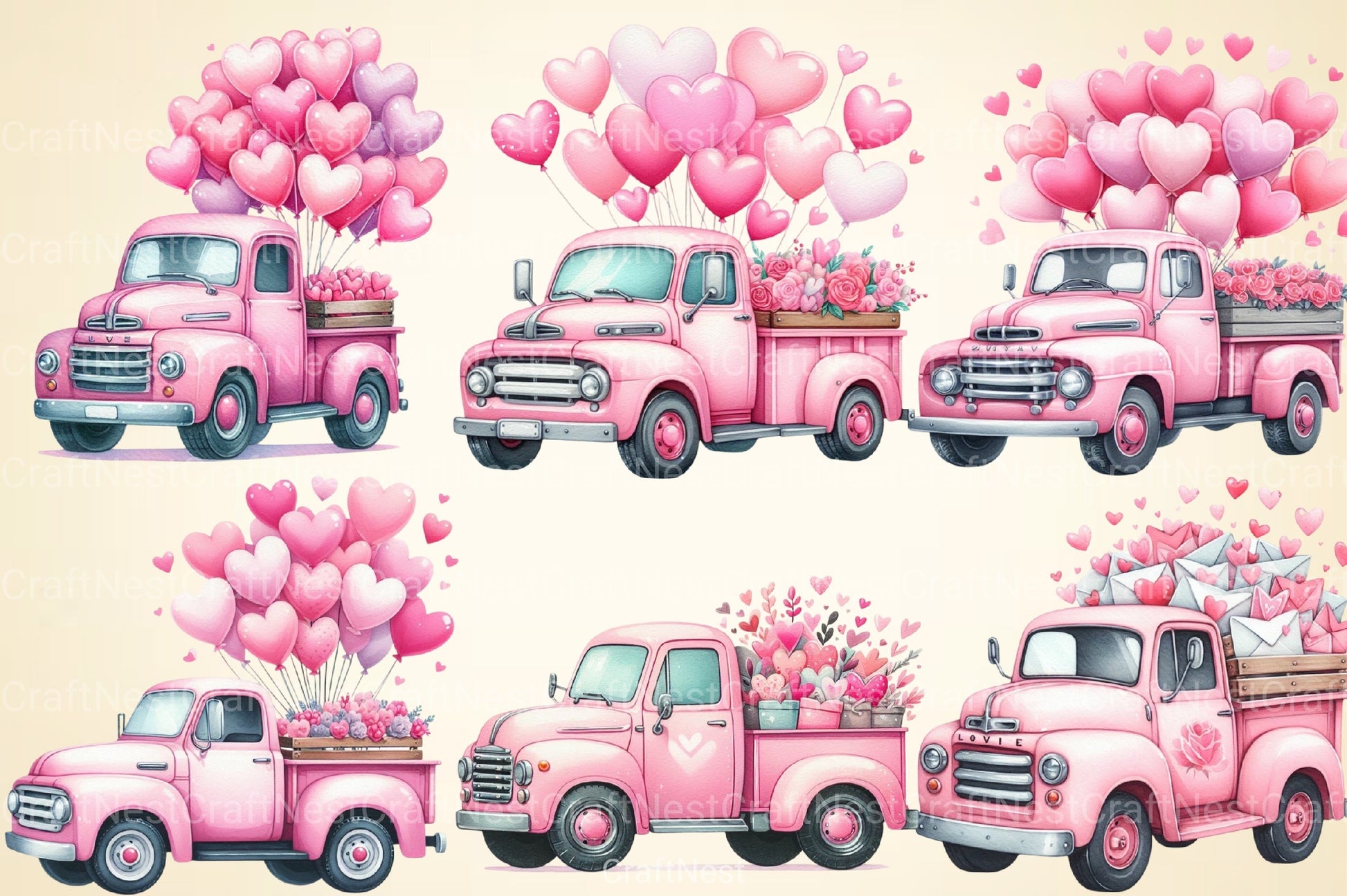 Valentine Truck Clipart Bundle 7 - CraftNest - Digital Crafting and Art