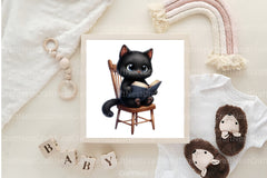 Black Cat with Book Clipart Bundle - CraftNest - Digital Crafting and Art