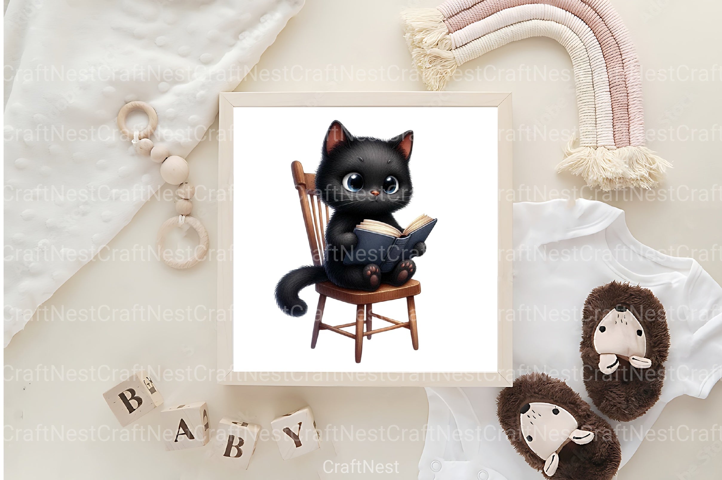 Black Cat with Book Clipart Bundle - CraftNest - Digital Crafting and Art
