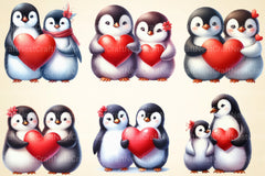 Valentine Penguin Clipart Bundle 99 - CraftNest - Digital Crafting and Art