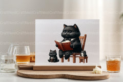 Black Cat with Book Clipart Bundle - CraftNest - Digital Crafting and Art