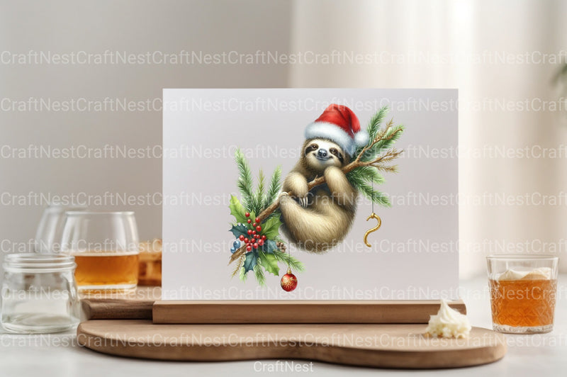 Christmas Sloth Clipart Bundle 2 - CraftNest - Digital Crafting and Art
