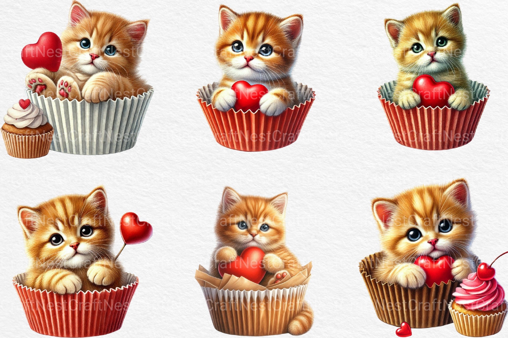 Valentine Cute Kitten Clipart Bundle - CraftNest - Digital Crafting and Art