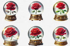 Valentine Rose Water Globe Clipart Bundle - CraftNest - Digital Crafting and Art