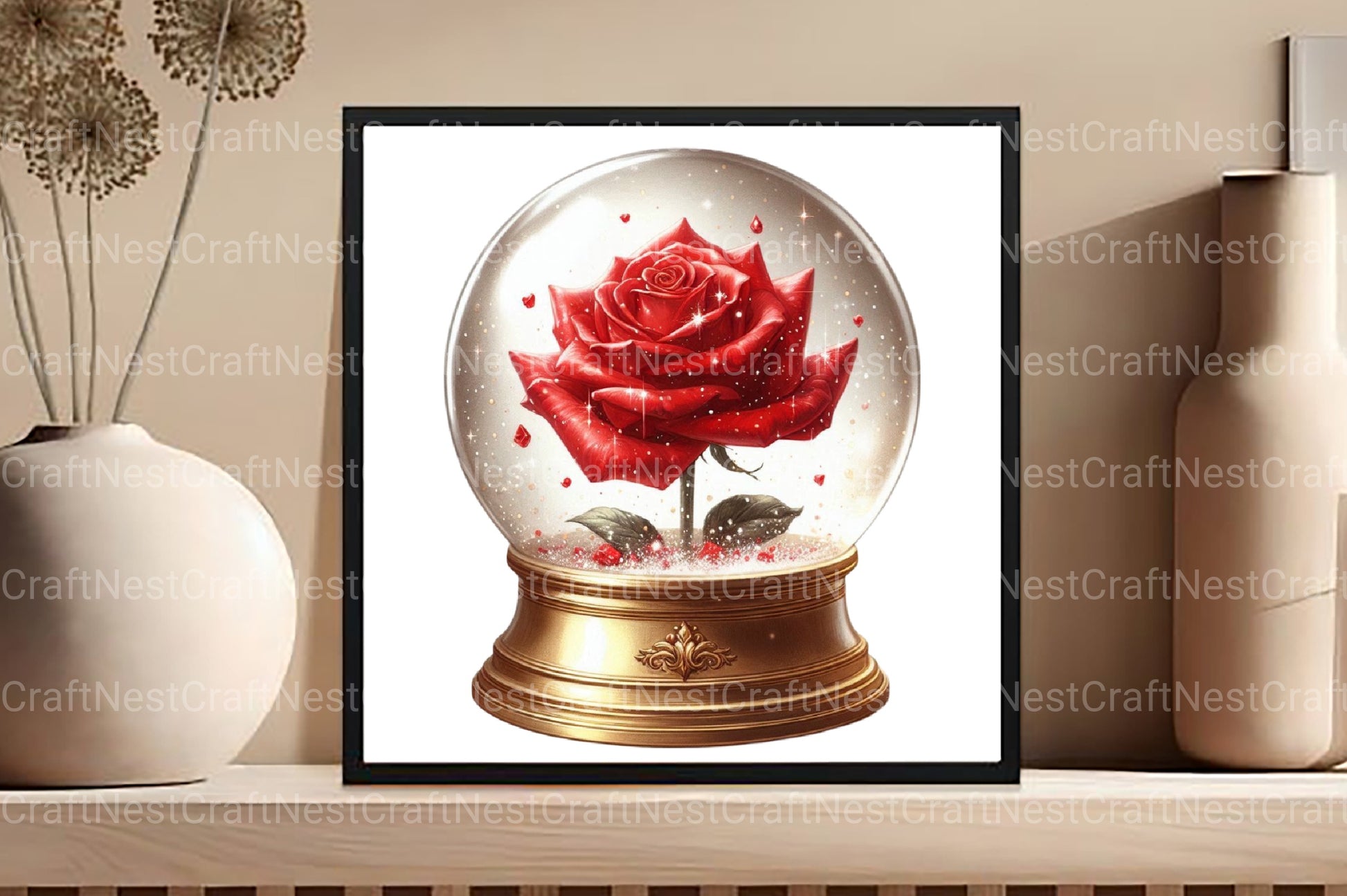 Valentine Rose Water Globe Clipart Bundle - CraftNest - Digital Crafting and Art