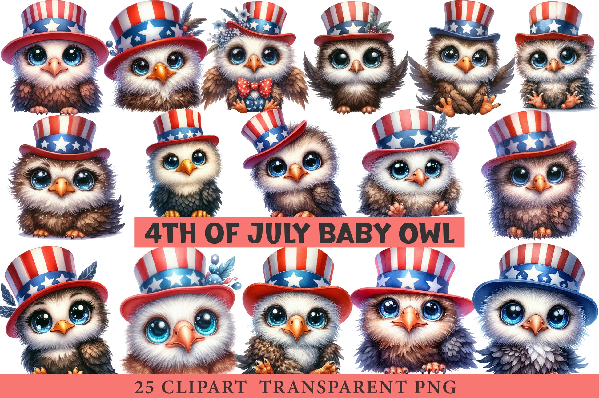 4th of July Baby Owl Clipart - CraftNest - Digital Crafting and Art