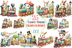 Easter Bunny Train Clipart Bundle - CraftNest - Digital Crafting and Art