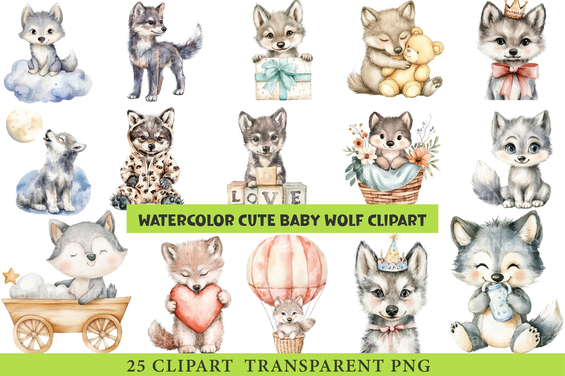 Cute Baby Wolf Clipart - CraftNest - Digital Crafting and Art