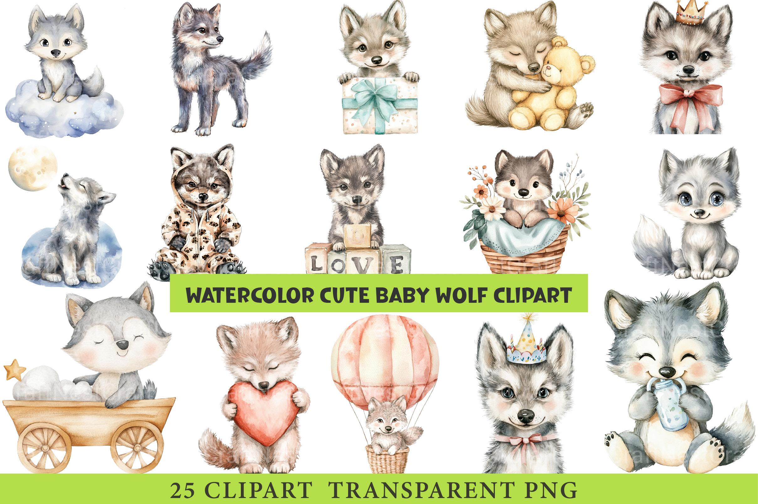 Cute Baby Wolf Clipart - CraftNest - Digital Crafting and Art