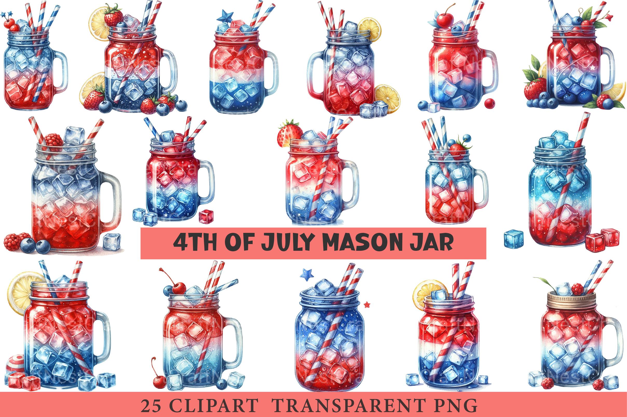 4th of July Mason Jar Clipart - CraftNest - Digital Crafting and Art