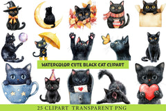 Cute Black Cat Clipart - CraftNest - Digital Crafting and Art