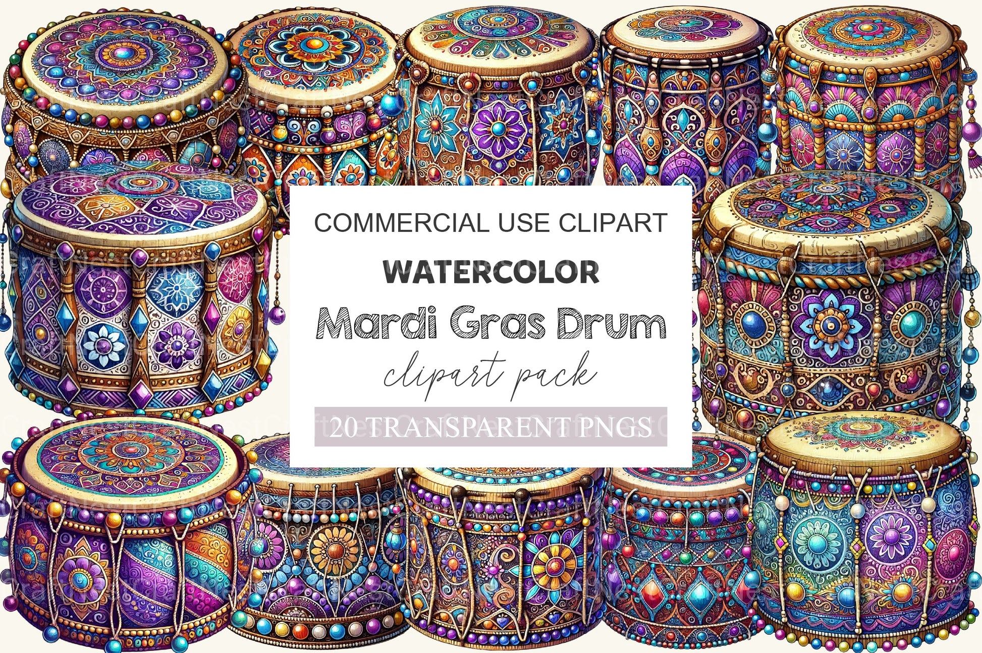 Mardi Gras Drum Clipart Bundle 1 - CraftNest - Digital Crafting and Art