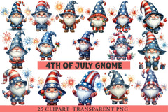 4th of July Gnome Clipart - CraftNest - Digital Crafting and Art