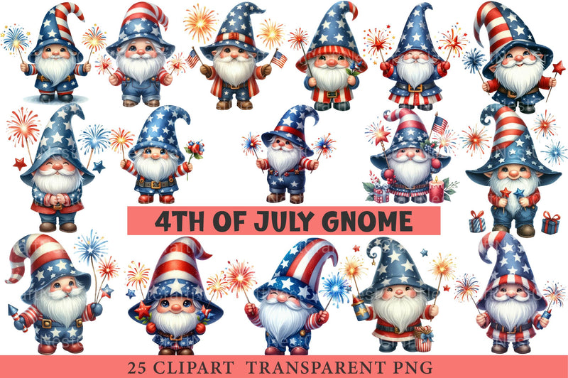 4th of July Gnome Clipart - CraftNest - Digital Crafting and Art