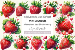Red Strawberry Clipart Bundle - CraftNest - Digital Crafting and Art