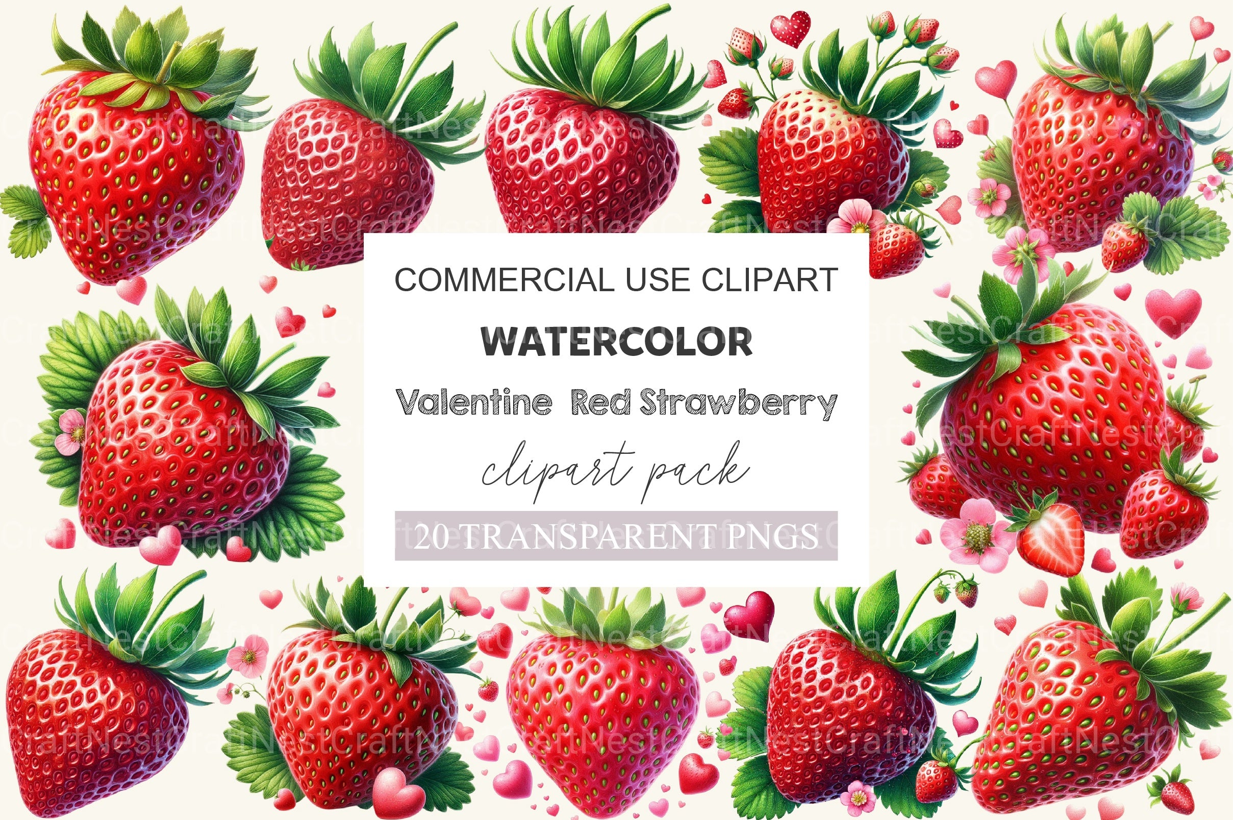 Red Strawberry Clipart Bundle - CraftNest - Digital Crafting and Art
