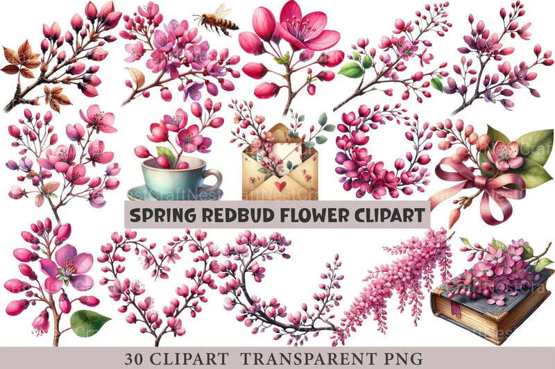 Spring Redbud Flower Clipart - CraftNest - Digital Crafting and Art