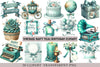 Vintage Soft Teal Birthday Clipart