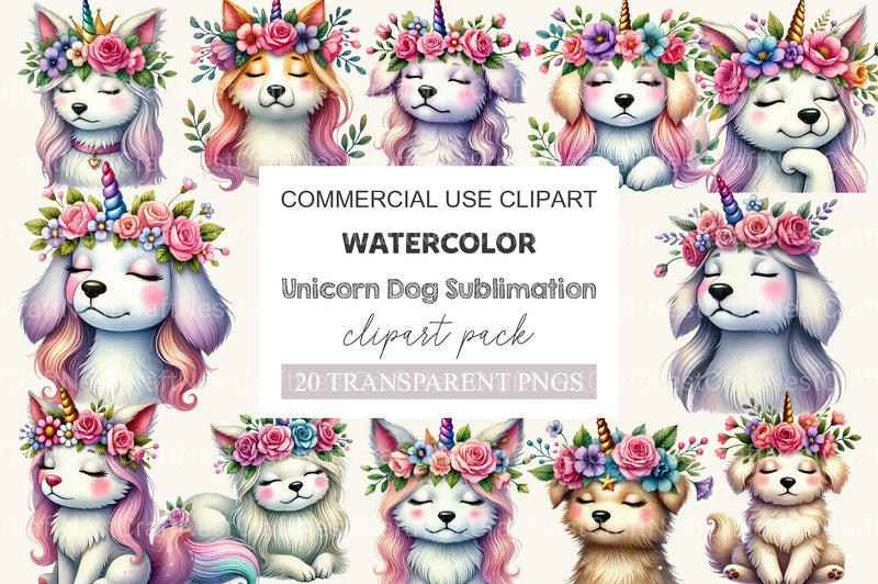Unicorn Dog Clipart Bundle - CraftNest - Digital Crafting and Art